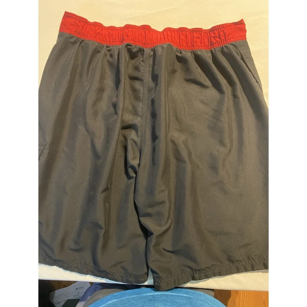 Speedo Men's Size L Black Red Swim Trunks Active‎ Lined Board Shorts Snap Pocket